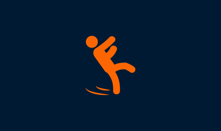 Orange falling person icon - Connecticut slip and fall injury guide